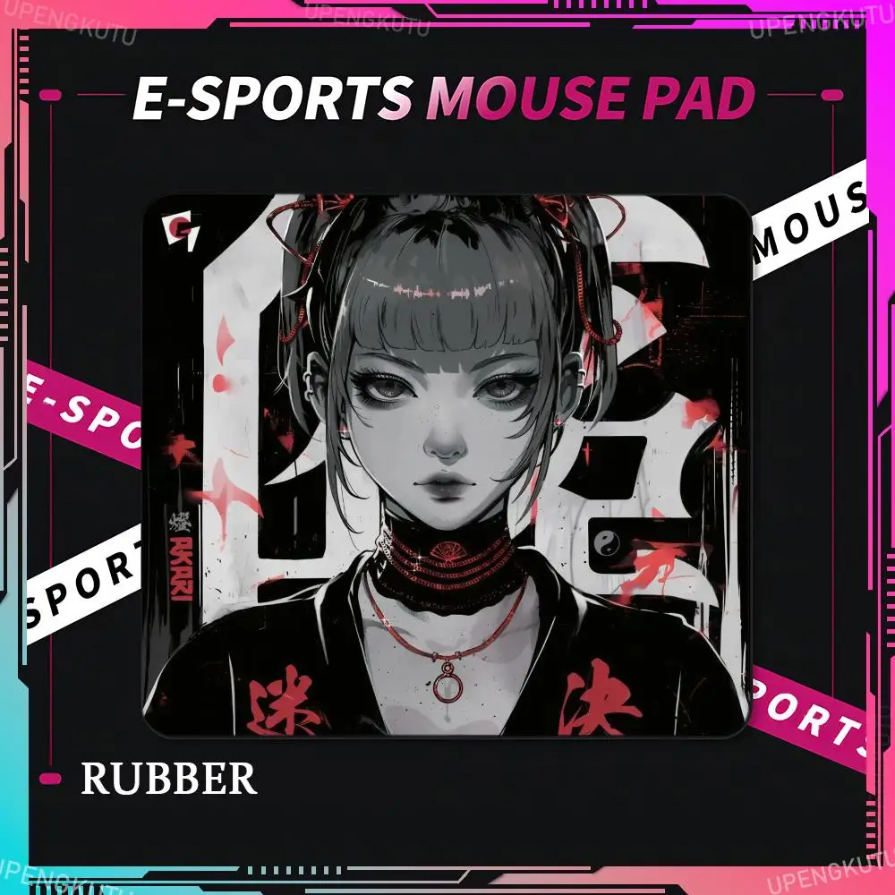 GLSSWRKS Akari Anime Girl Gaming MousePad Small Esports Pad Desk Mat for PC Gamer Desktop Decoration Office Lock Edge Mouse Pad