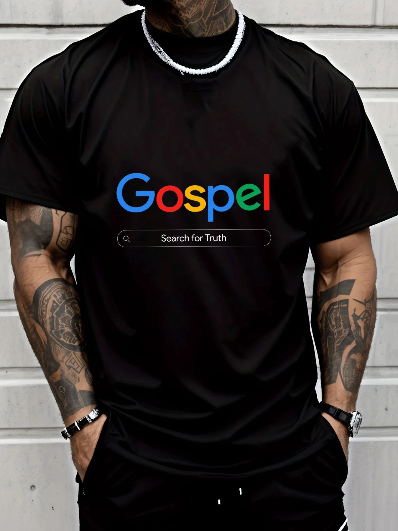 T-shirt noir tendance pour homme, avec imprimé « Seeking Truth », très style streetwear et décontracté, c'est un cadeau idéal pour les fêtes pour les hommes adultes