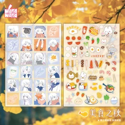 WAKAWAKA Stationery Stickers Autumn of Gastronomy Kawaii Character Deco Stickers For Arts Diy Crafts Album Journal Planner