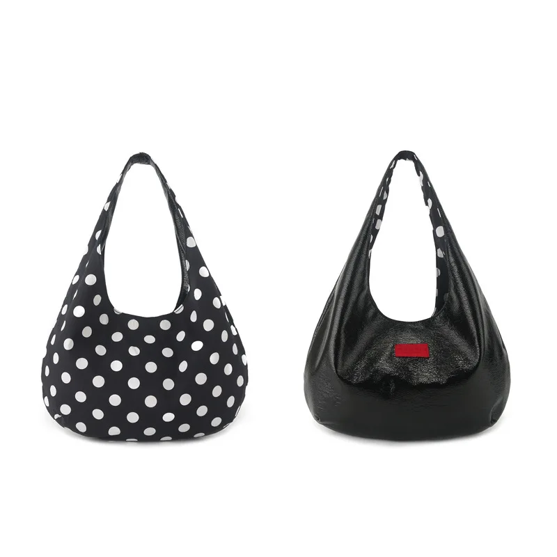 new-women's-designer-high-quality-fashion-spring-summer-minimalist-style-polka-dot-pattern-reversible-backpack