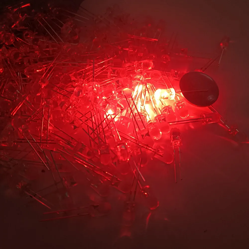 Jambes courtes Ultra droites, 100 pièces, rouge/vert/bleu/blanc/jaune, Diode LED ronde Ultra brillante de 5MM, 16mm, 3.0-3.2V F5