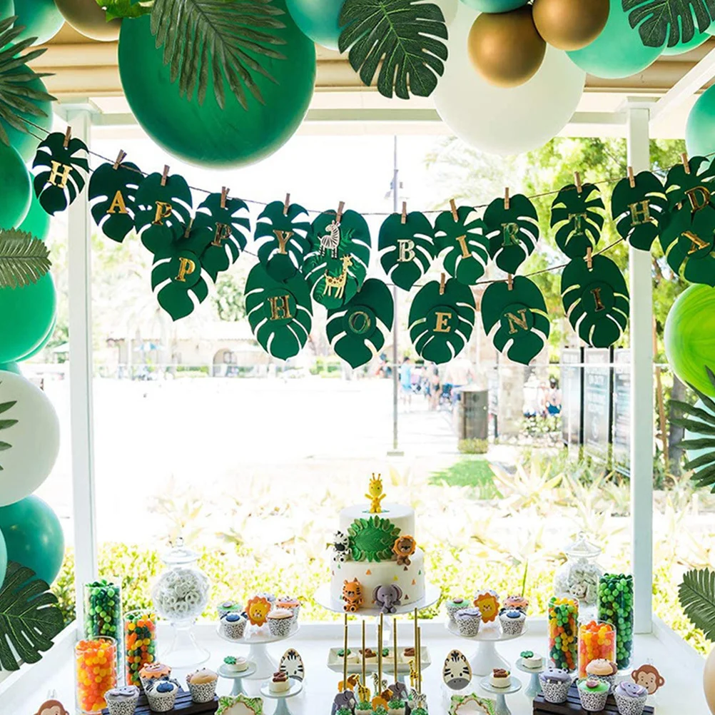 60 قطعة أوراق Monstera الاصطناعية أوراق الزخرفية للمنزل حفلة الاستوائية موضوع Diy بها بنفسك أوراق وهمية محاكاة ورقة الزينة