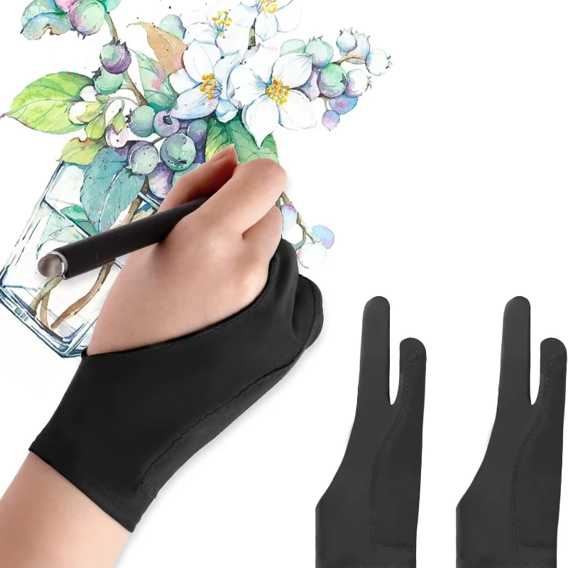 

S/M/L Two-Finger Drawing Gloves Anti-touch Anti-fouling for Tablet Digital Board Touch Screen Oil Painting Office Art Supplies