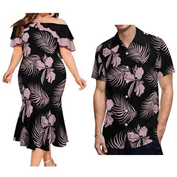 Women'S Off-The-Shoulder Dress Samoan Dress 8xl Polynesian Style With Men'S Ah Roha Shirt Couple Set Free Shipping