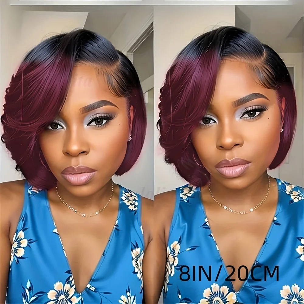 Slide Pixie Cut Perücken aus Echthaar 13x4 Lace Front Perücken Kurze Bob-Perücke Brasilianisches Glattes HD Lace Frontal Echthaar-Perücke 200 Dichte – Detail 15