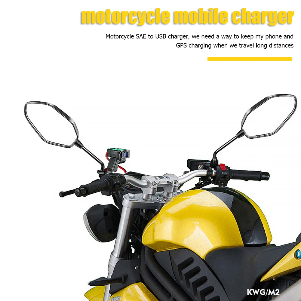 

Dual USB Motorcycle Charger Lightness Portability No Space Occupy 12V SAE to USB Waterproof Adapter for Phone GPS