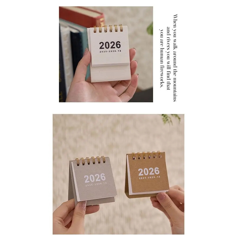 Simple Coil 2026 Desk Calendar Portable Desktop Decoration Mini Calendar Schedule Planner Gifts