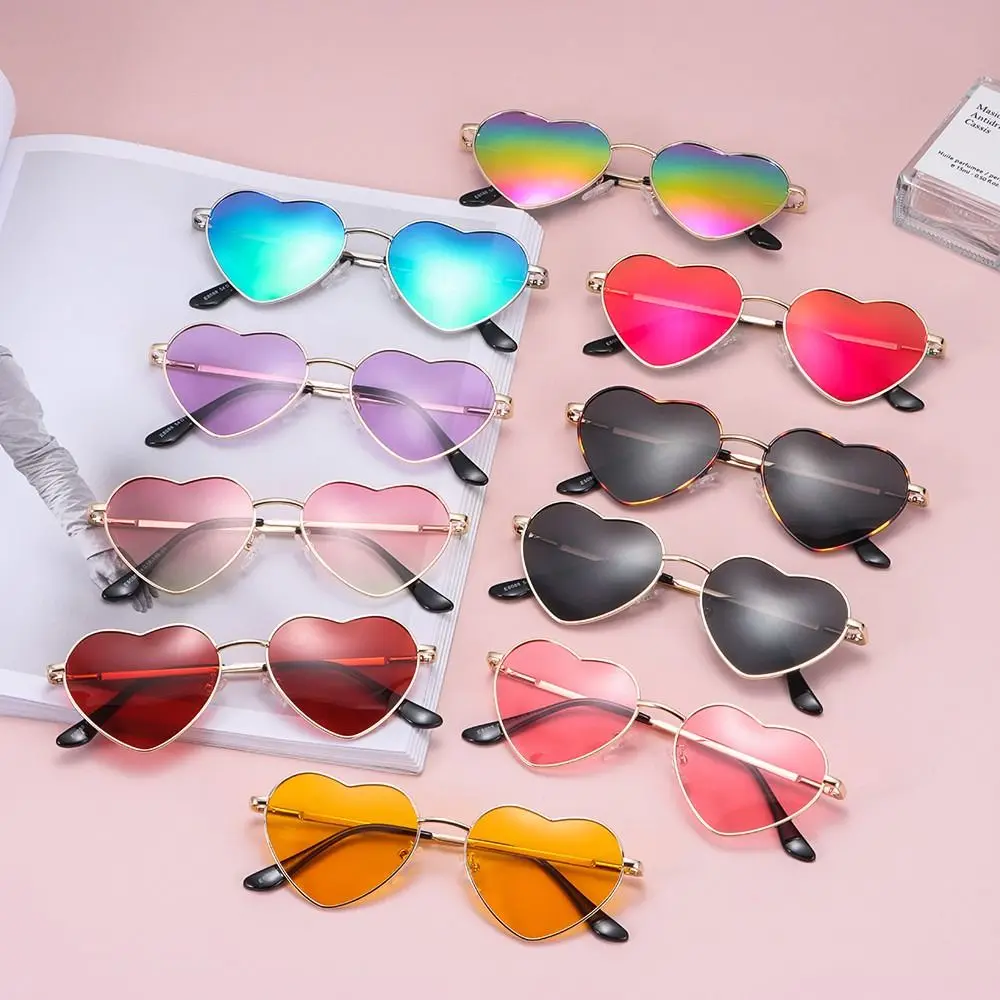 Vintage Metal Frame UV400 Protection Heart Sun Glasses Shades 90s Glasses Heart-Shaped Sunglasses