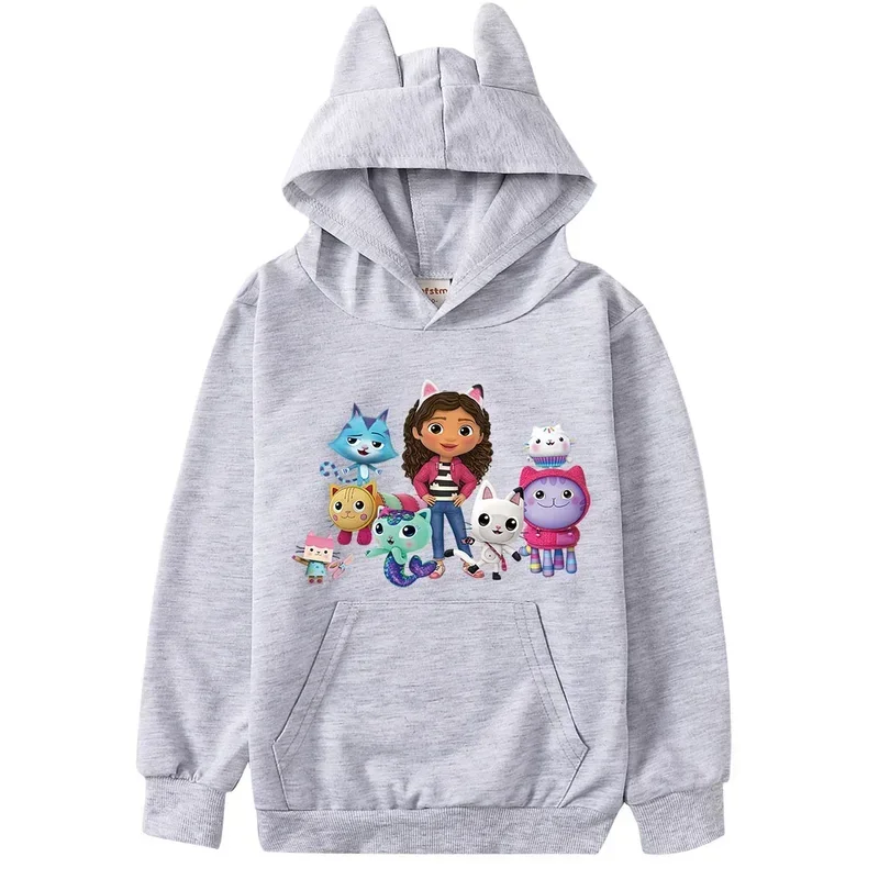 Sn60 anime gabbys Dollhouse costume bambini casual tasca con cappuccio neonate gabcats orecchie felpa bambino ragazzi manica lunga CL1 &