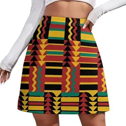 Kente Vintage Geometric Skirt Retro Rasta Colors Aesthetic Casual Skirts Ladies Vintage Mini Skirt Design Skort Clothes Gift