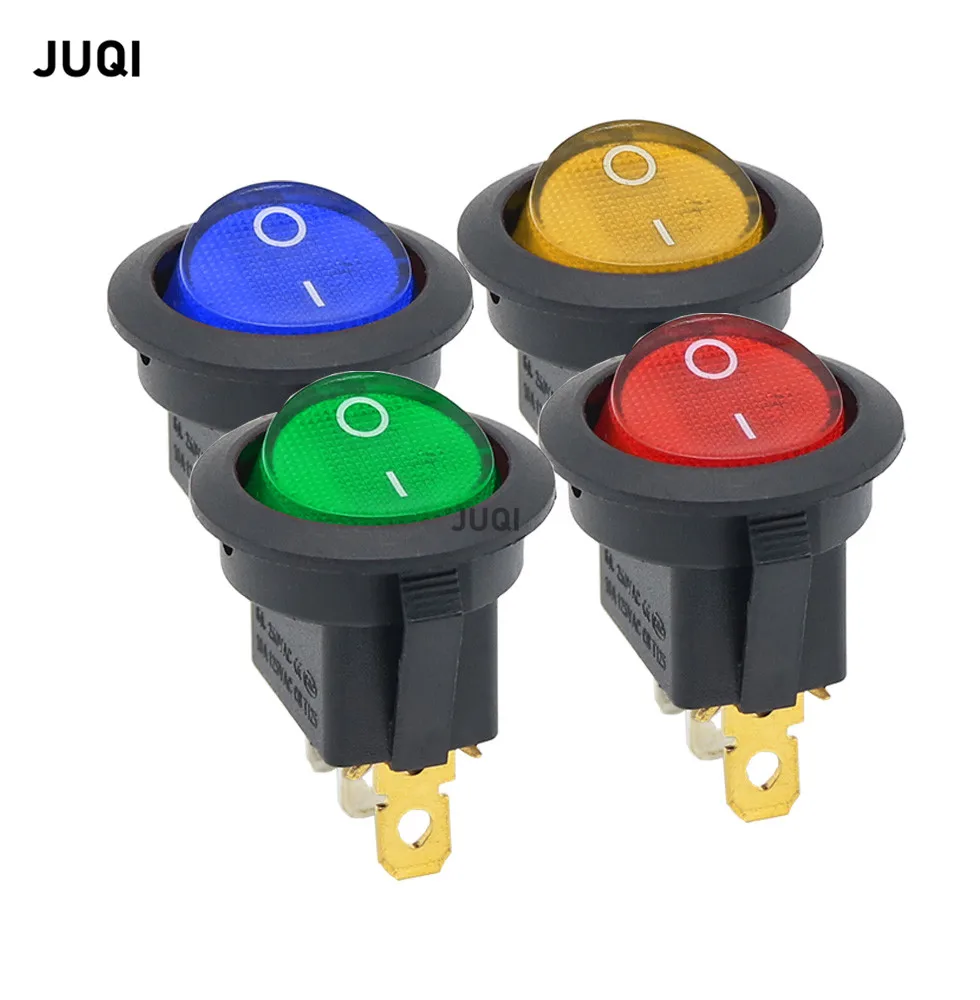 4szt 12V/220V Przełącznik LED 16A 12V Przełącznik światła Przełącznik zasilania Przycisk samochodowy Włączanie/wyłączanie 3-pinowy okrągły przełącznik kołyskowy KCD1