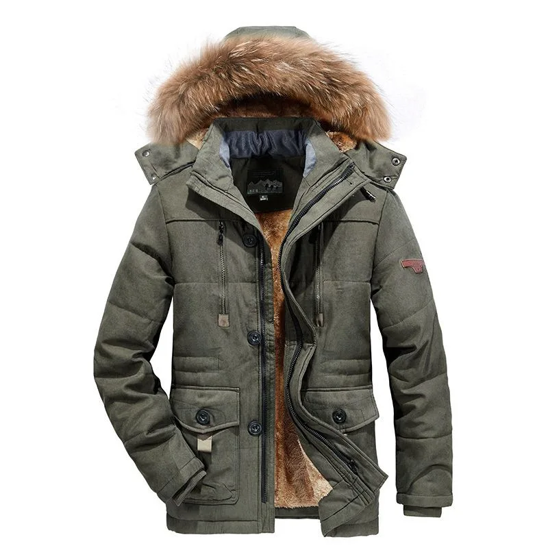 

Winter Windproof Warm Quilted Cotton Clothing Men Winter Cotton-Padded Jacket Men's Outdoor Parkas Plus Fleece Thickened Parkas