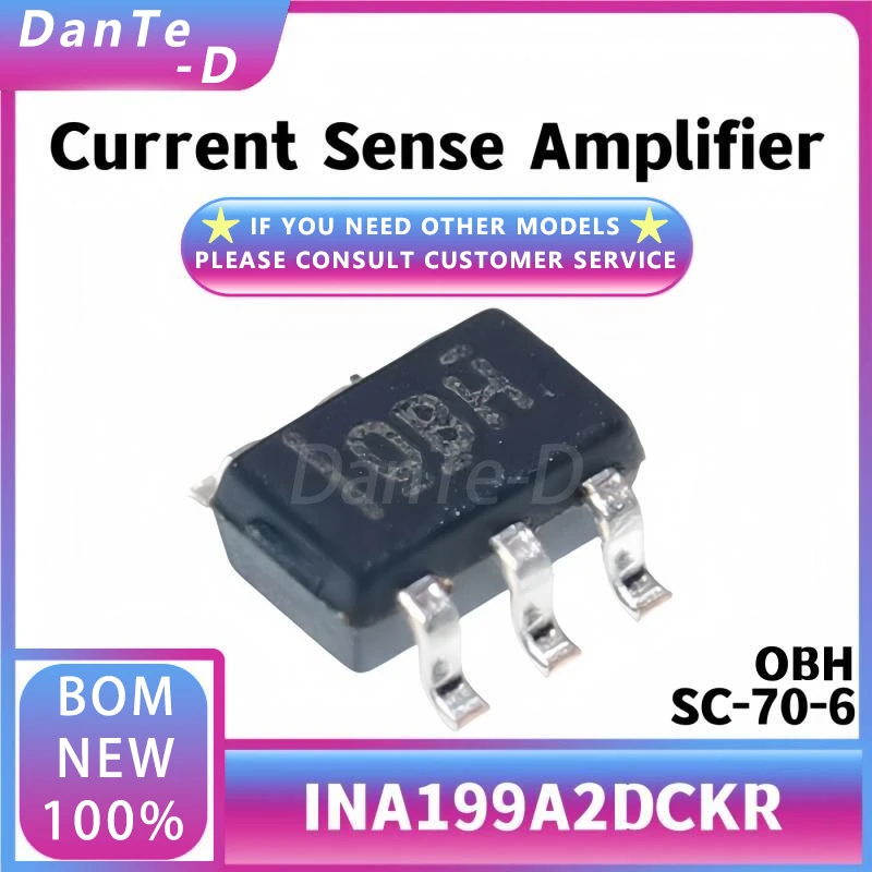 10PCS INA199A2DCKR SC-70-6 Silkscreen OBH Bidirectional Current Sensing Amplifier Chip Original Genuine