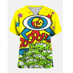 أكمام قصيرة على شكل حرف V أعلى ممرضة ، ملابس ممرضة نسائية ، ملابس عمل تجميل ومصفف شعر ، قصة لعبة 4 ، فني طبي أفضل 10 ملابس فني تمريض مبيعا - رقم 6