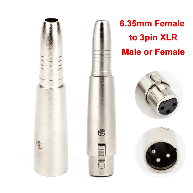 

1pcs 6.35mm Female To 3Pin XLR Male / Female Conversion Plug 6.35 6.5mm Stereo Microphone Audio Adapter Converter Connector