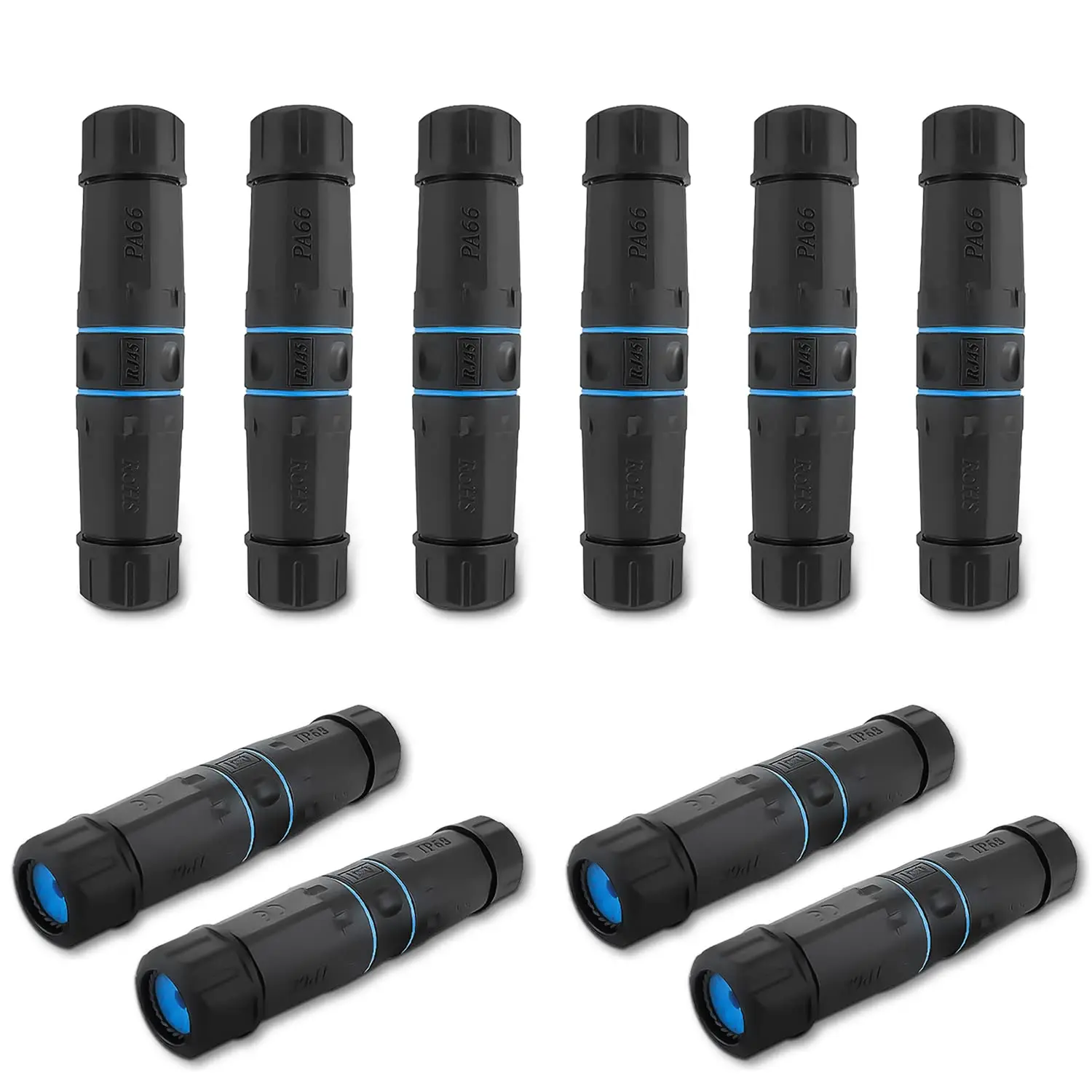 10 PCS IP68 Waterproof RJ45 Coupler, Shielded Pure Copper Ethernet Coupler, IP68 Waterproof Outdoor LAN Cable Connector for Cat5