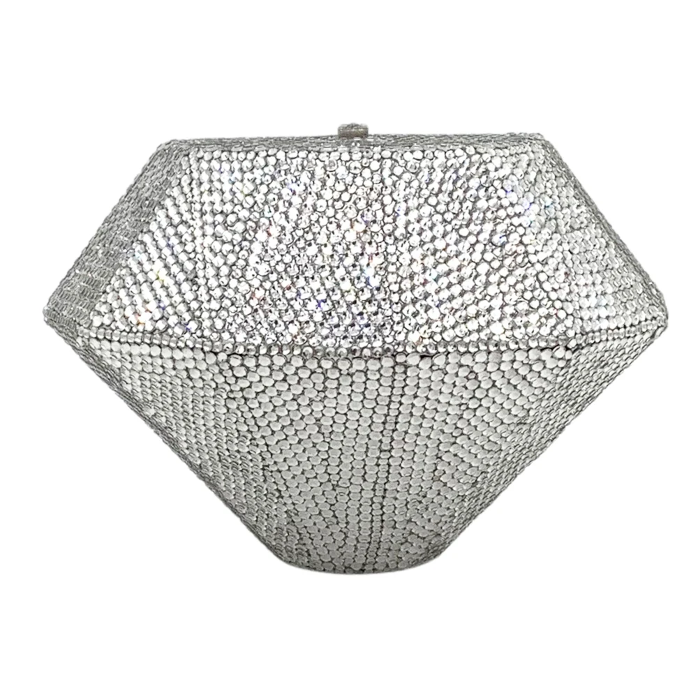 Silver Diamond Three-dimensional Evening Bag Purse Luxury Crystal Women Party Wedding Clutches Rhinestone Handbags Lady Cluthes