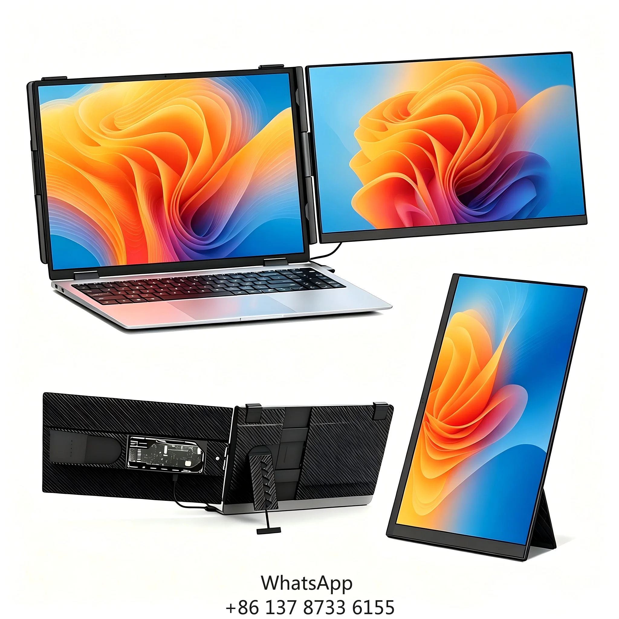 15.6 Inch Portable LCD Laptop Monitor FHD IPS Type C Built-in Speaker 60Hz For Side Attached Screen Extender For Gaming Business