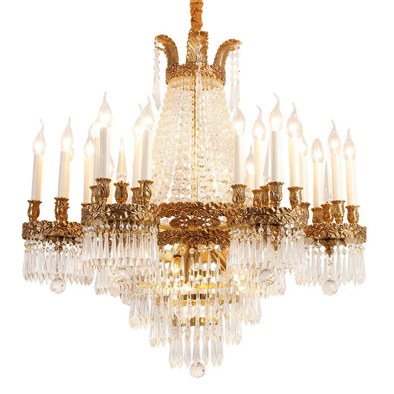 

French crystal all-copper chandelier, European luxury, pure copper chandelier