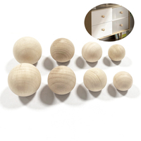Wood Ball Knobs - Round Natural Wooden Furniture Knobs for Cabinet, Dresser, Wardrobe, Cupboard, Kitchen, Door Pulls and Handles