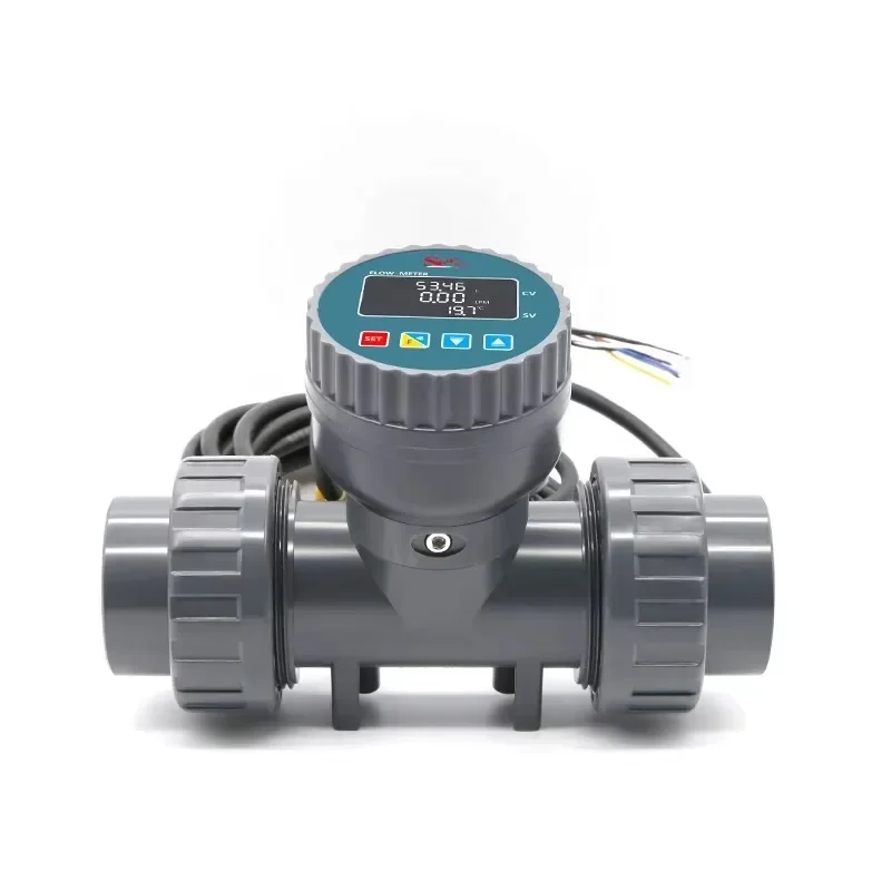 ZJLCD Digital Water Flowmeter Pool Tank Pulse Output + RS485 Data Transmission 10-30VDC Acid Alkaline Liquid Flow Counter Sensor