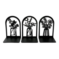 1pcs Beautiful Vase Book Ends Home Desk Stationery Bookends Office Supplies Book Rack Stand Iron for Book Lovers Women Man