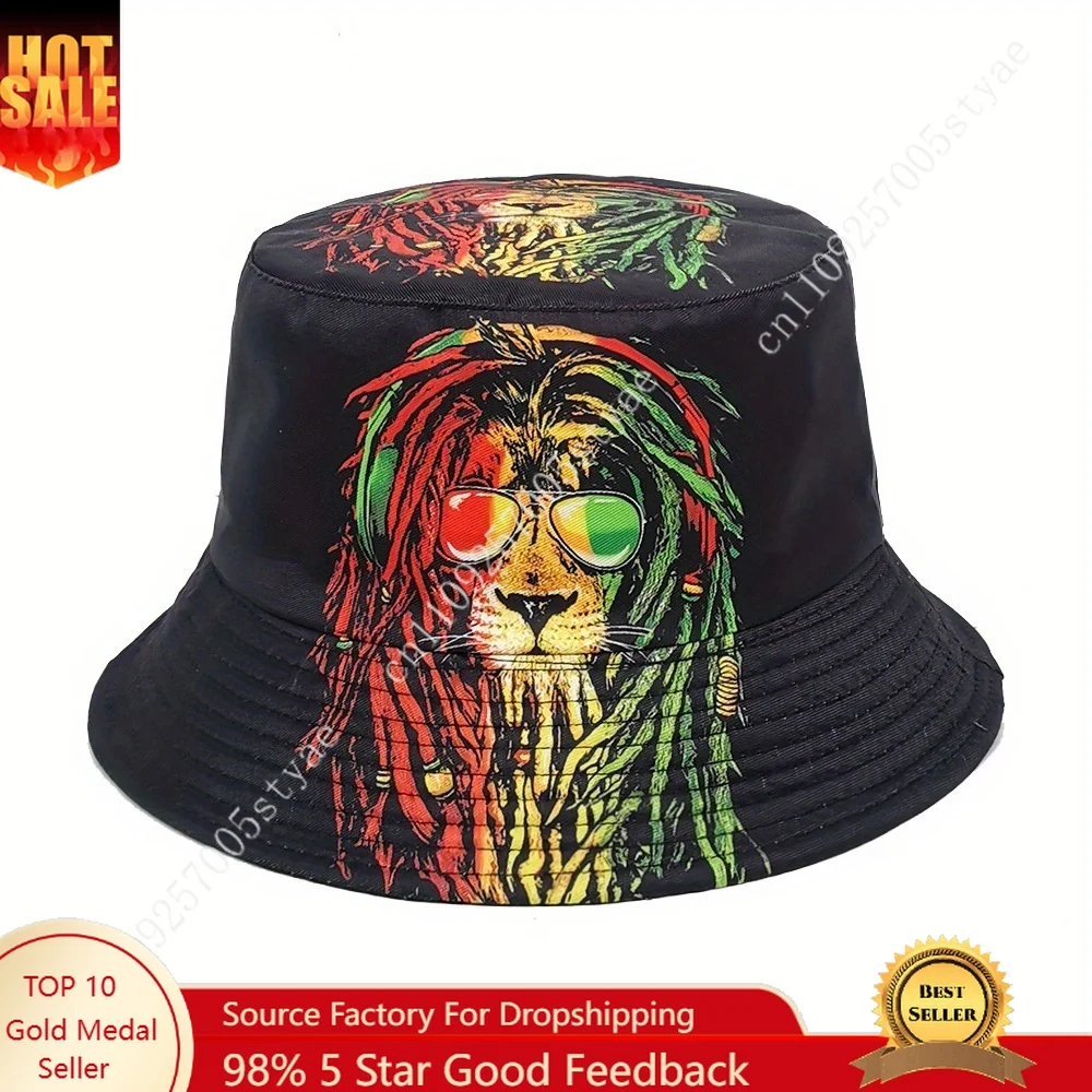 

Lion Head Hat Bucket Hat Men Women Packable Fisherman Cap Fashion Sunhat Dad Hats Trucker Caps for Beach Travel