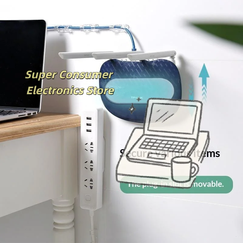 2Pcs Adhesive Socket Holder Practical Cable Management Organizer Punch Free Fixer for Home Storage Organization