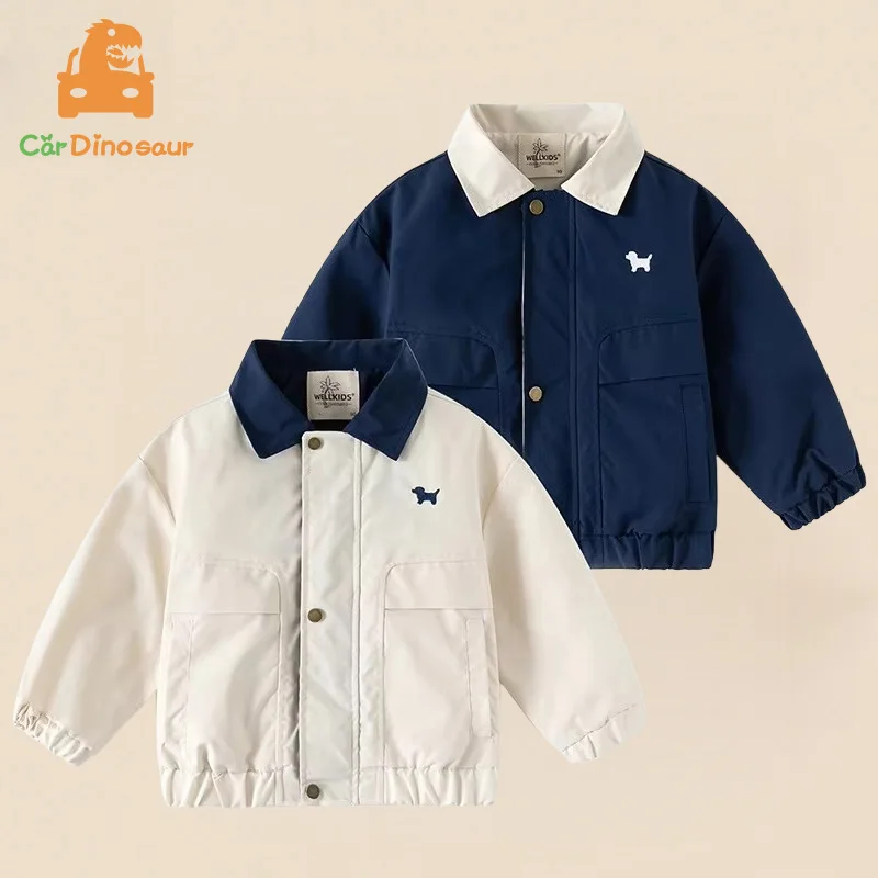2025 Spring Autumn New Fashion 2 3 4 5 6 7 8  Years Children Clothing Baby Tops Handsome Kids Boys Color Patchwork Cargo Jackets