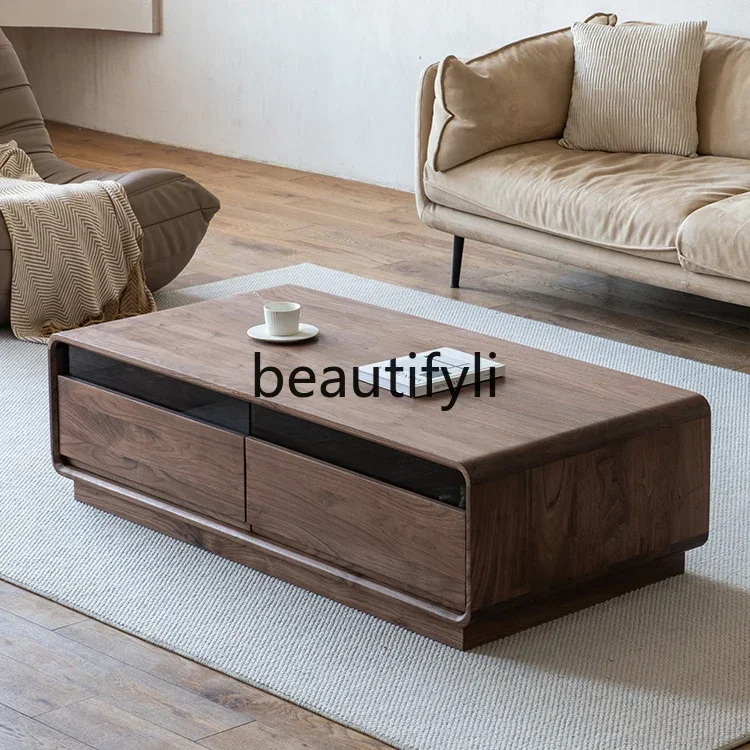 

32Северный американский журнальный столик из черного ореха для гостиной, бытовой чайный столик из цельного дерева, легкий роскошный журнальный столик, комбинация