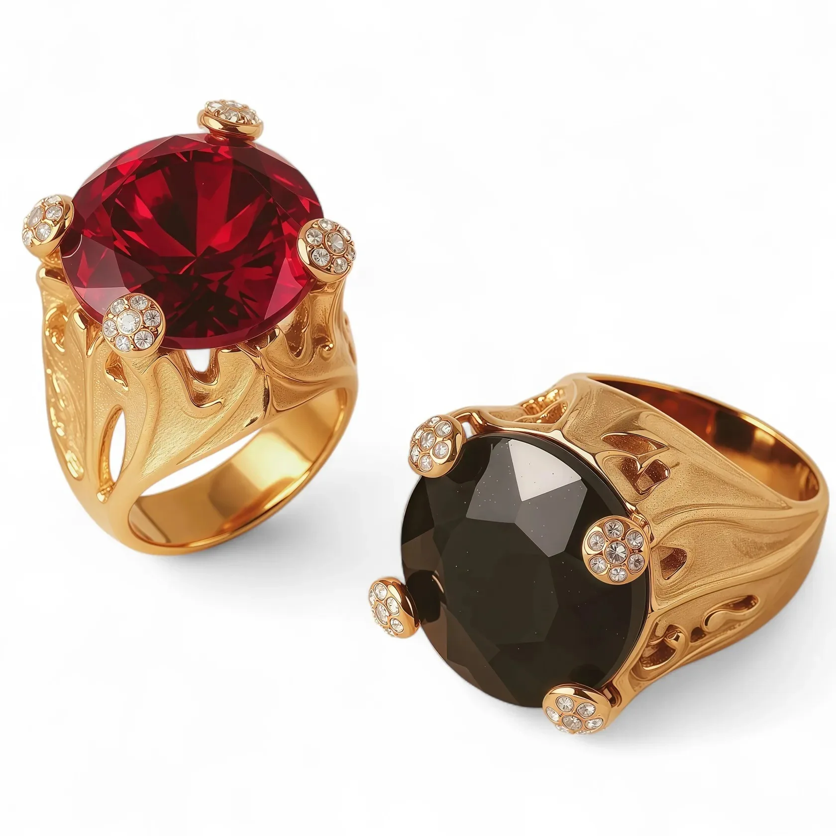 

Light Luxury Red Oval CZ Ring Four-Claw Inlaid Creative Jewelry Sparkling Cubic Zirconia Band Women's Fashion Trendy Accessory