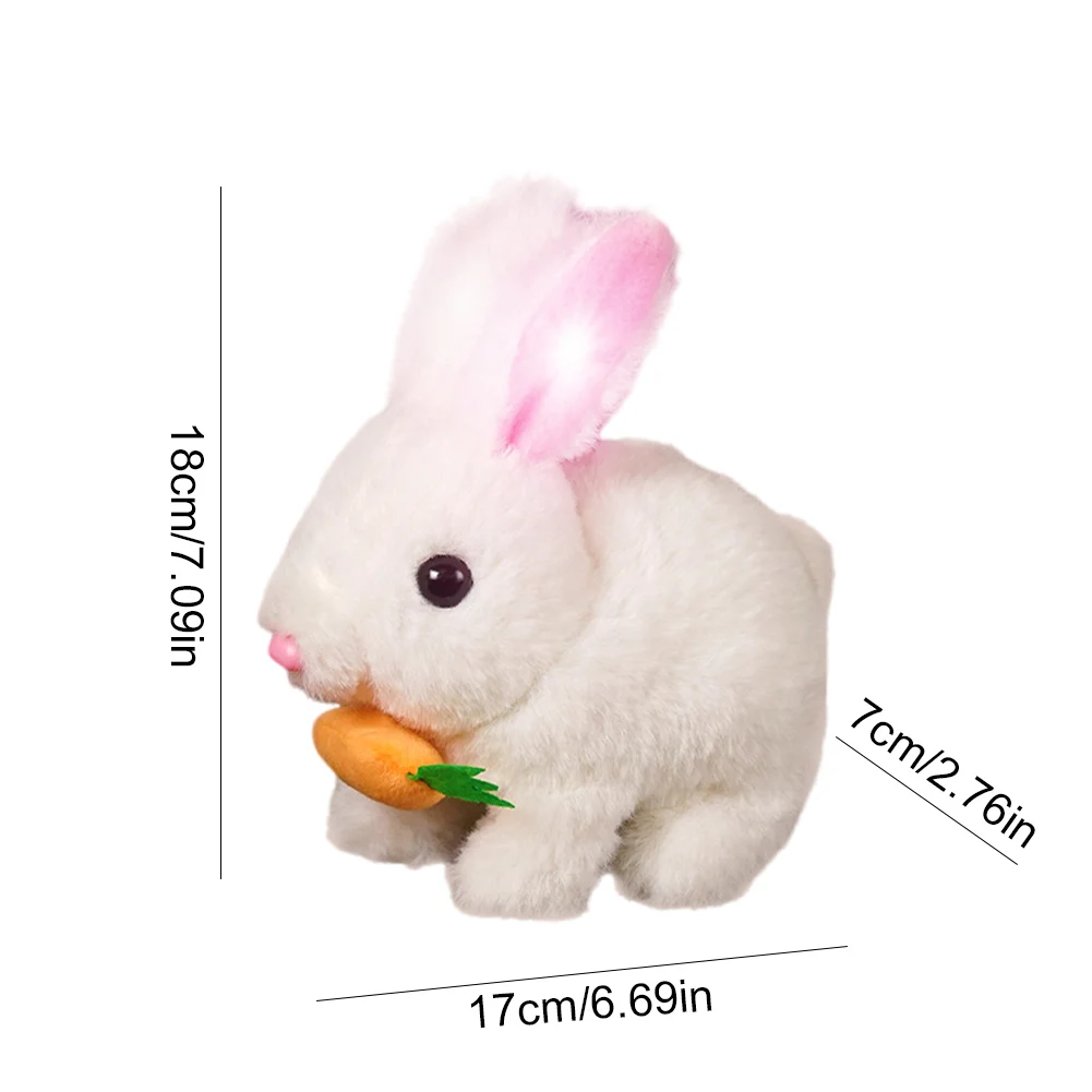 Electric Solid Color Cartoon Fluffy Rabbit Plush Toys Cute Soft Stuffed Bunny Dolls Pendant with Carrot Kids Gifts Party Decor image 6