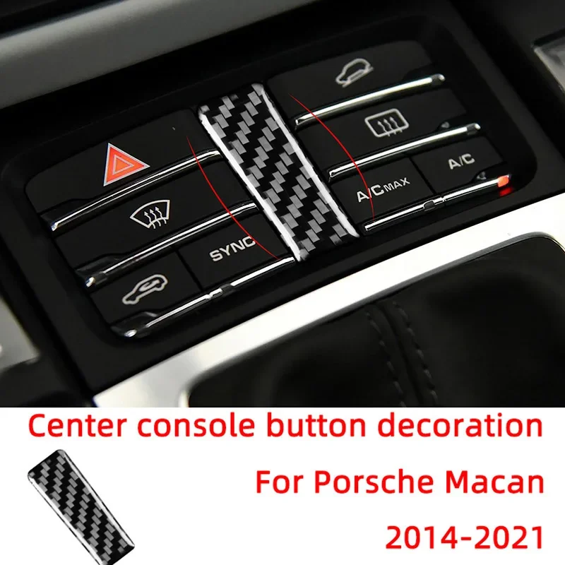 

Center Console Button Panel Decoration Strips Carbon Fiber Car Stickers For Porsche Macan 2014-2021 Interior Accessories