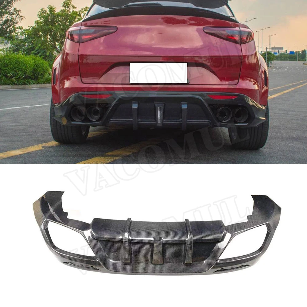 

Carbon fiber Rear Diffuser For Alfa Romeo Stelvio 2017 2018 2019 FRP Fins Shark Style Skid Plate Car Bumper Guard Car Styling