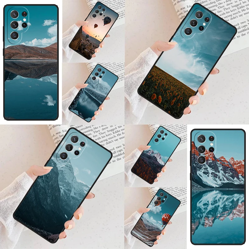 mountains air balloon Phone Case For Samsung Galaxy S24 S23 S22 S21 Ultra S10 Note 10 Pro S20 Plus FE S9 S8 Cover