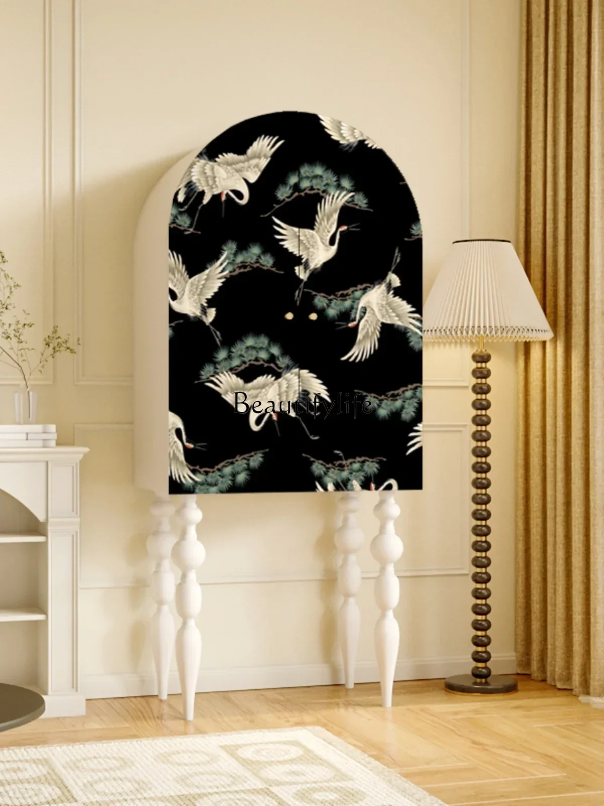 yj39 خزانة جانبية من الخشب الصلب بتصميم إبداعي وخزانة تحف كلاسيكية عالية القدم