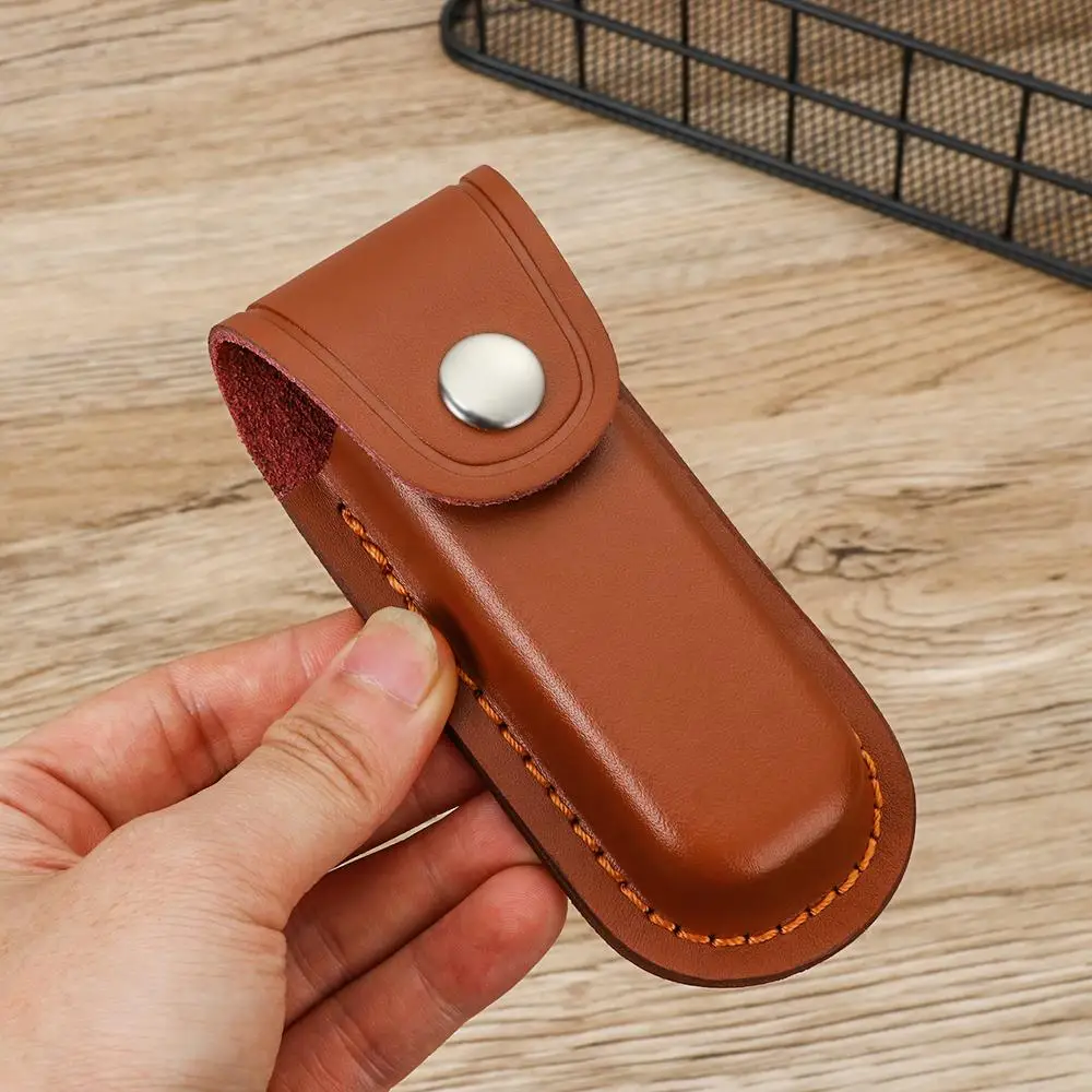 High Quality Pocket Hunt Leather Sheath Holder Camp Outdoor Carry Flashlight Case Belt Loop Case Fold Knife Tool