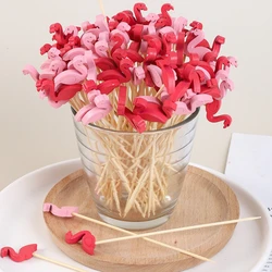100pcs Decorative Toothpicks Flamingo Christmas Tree Cocktail Sticks Bamboo Fruit Skewers for Buffet Wedding Party Food Decor