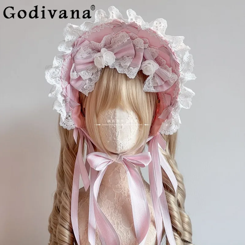 

Японская оригинальная Лолита ручной работы в свадебном стиле BNT шляпа с кружевным бантом милая декоративная шляпа для девочек