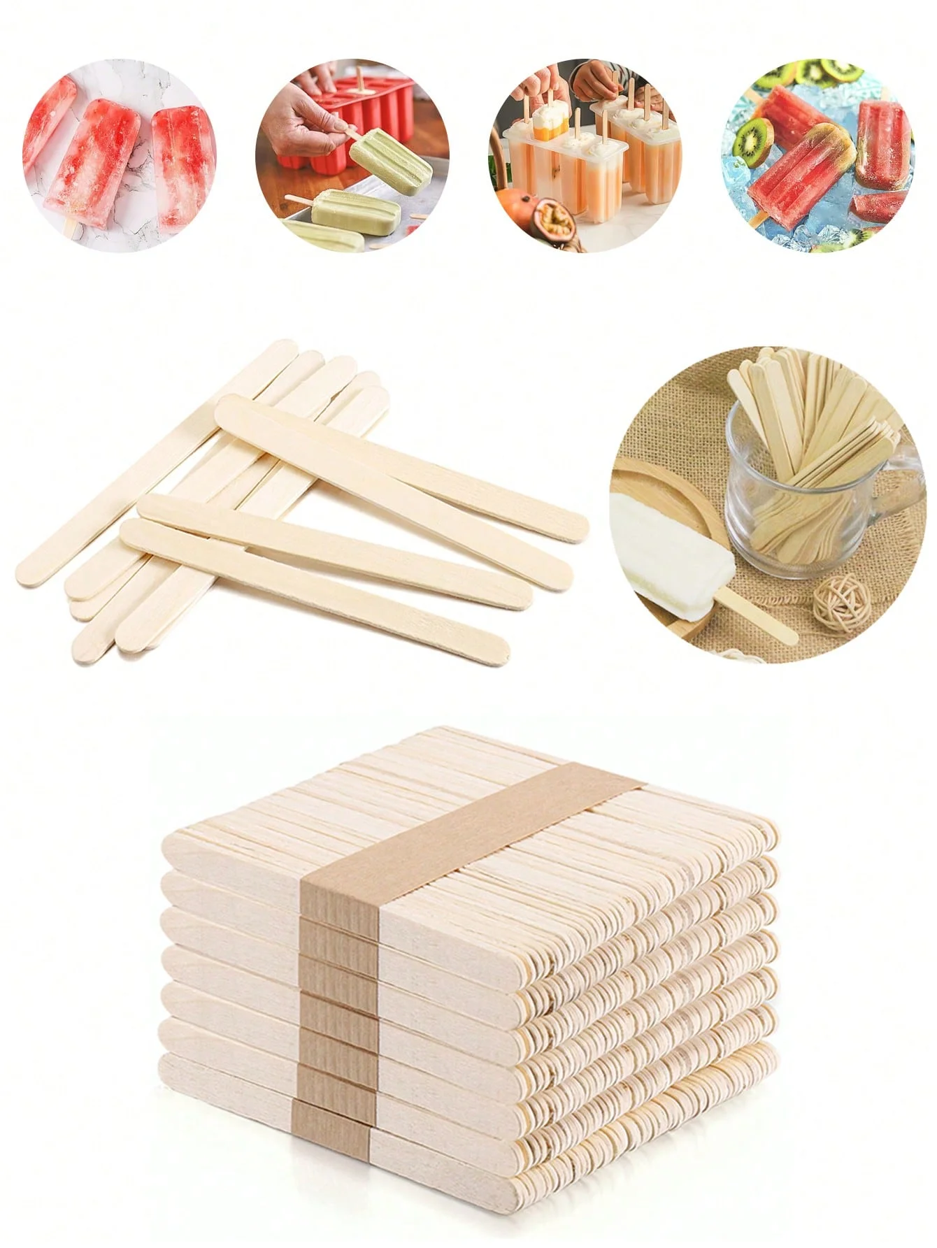 49/99/149/199Pcs Disposable Wooden Ice Cream Sticks, Popsicl