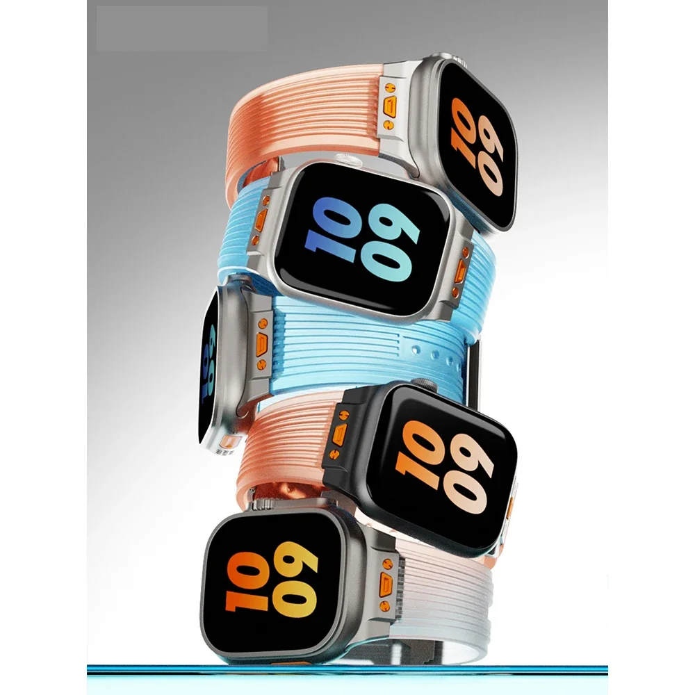 Silicone Sports Strap for Apple Watch Band Series 9 8 7 6 5 4 SE Ultra 2/1 49mm 45 44 42 41 40 38mm Rubber Bracelet Correa Belt image 5