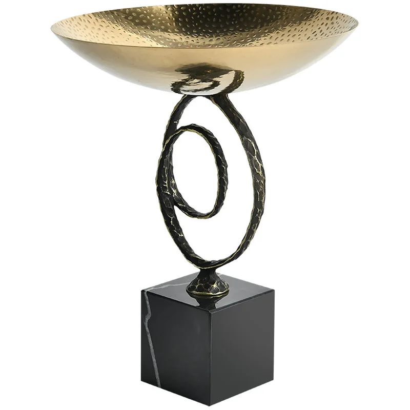 

Modern light luxury gold large metal fruit pot fruit plate model room sales office hotel