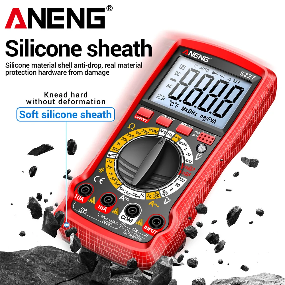 ANENG SZ27 Multimeter 1999 Count Digital AC/DC Voltage Current Tester Ohm Hz Diode Transistor NCV Capacitance Resistance Tester