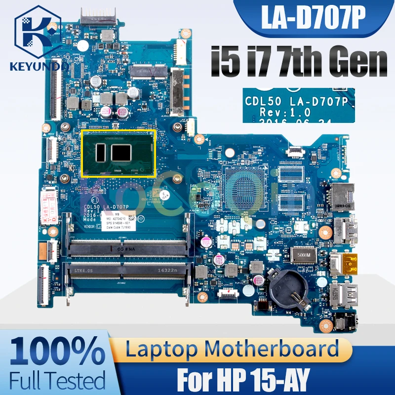 

For HP 15-AY Notebook Mainboard LA-D707P i5-7200U i7-7500U 903792-601 903786-601 Laptop Motherboard Test