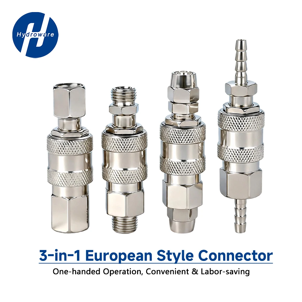 EU Self-locking Pneumatic Quick Coupler Air Hose Quick Connector Barb Fitting Air Compressor Tools Quick Release Coupling