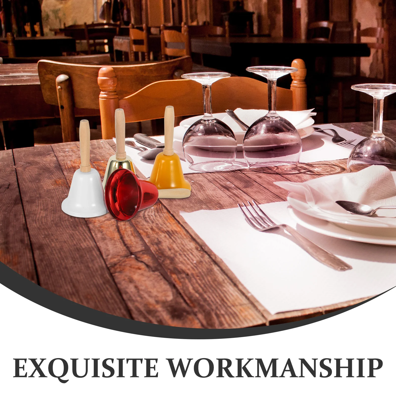 4 قطعة جرس رنين محمول عتيق جرس يدوي معدني بصوت عالٍ صوت واضح لاستخدام الفصول الدراسية للمعلم في حالات الطوارئ في الفنادق