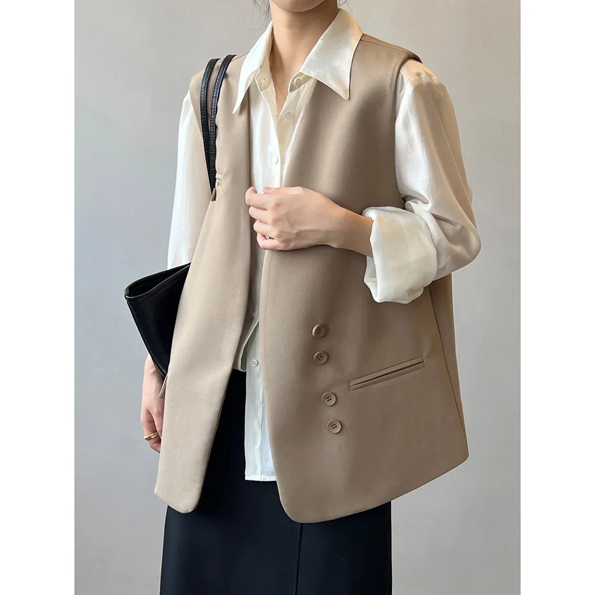 

Design Suit Vest Female 2024 Spring New Korean Version Loose Casual Temperament Sleeveless Jacket Waistcoat Outwear