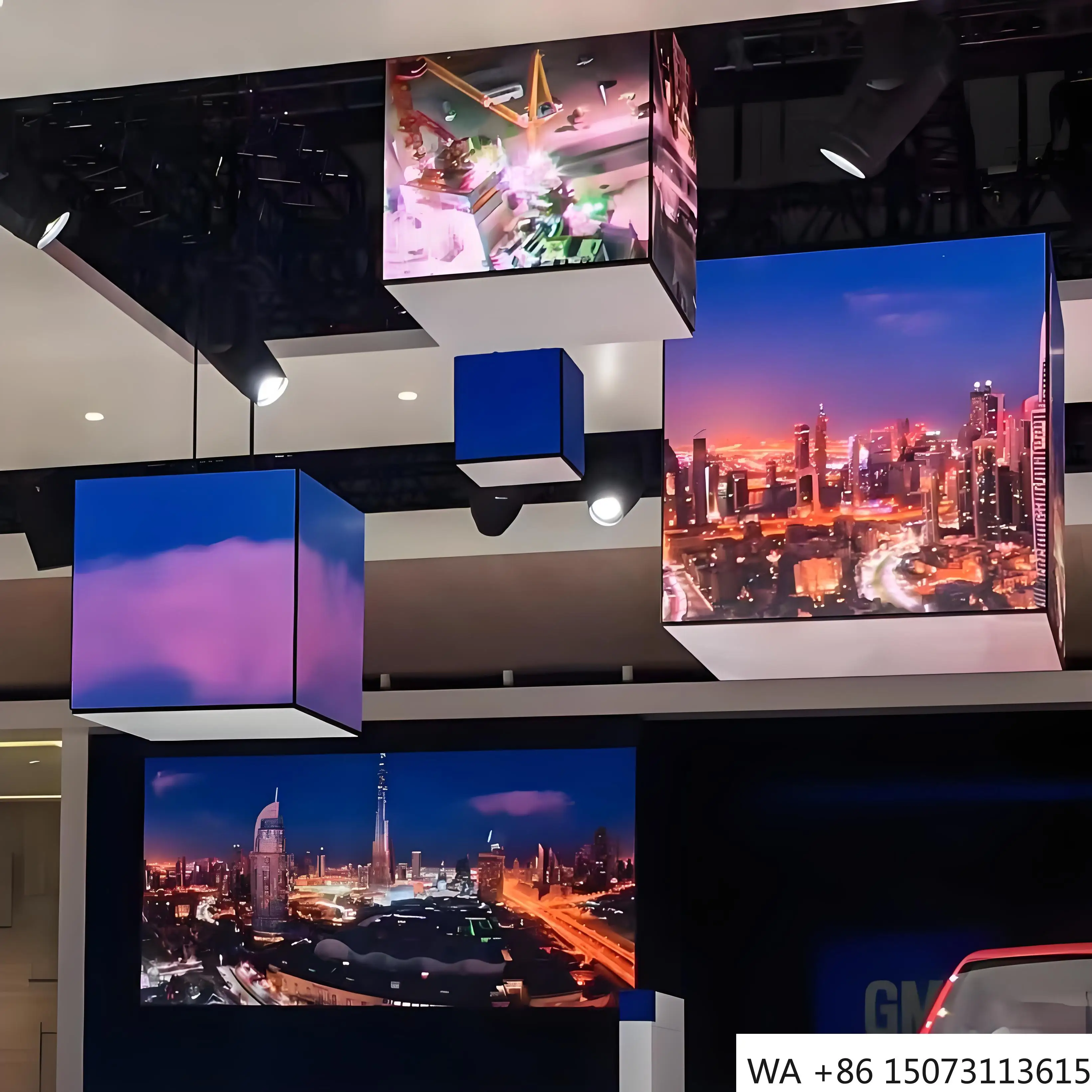 Pantalla cúbica LED HD P2.604 para interiores: tamaños personalizables para publicidad digital y salas de exposición