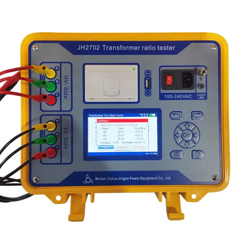 

Трёхфазный измеритель коэффициента трансформации JH2702 со встроенным аккумулятором, периодический измеритель коэффициента трансформации (TTR), английский/испанский язык