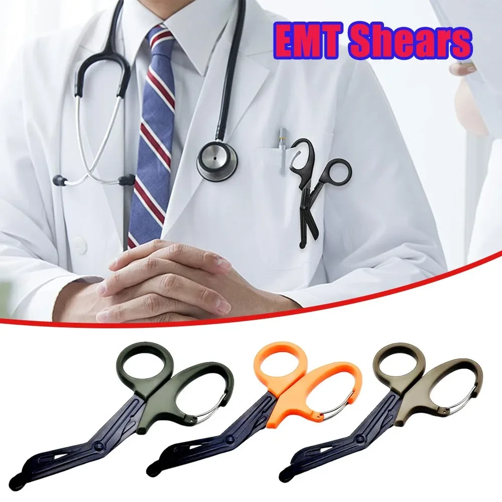 First Aid Fabric Tape Cutting EMT Shears Survival Rescue Scissors Stainless Steel Black Coated Clip Military Camping Emergency